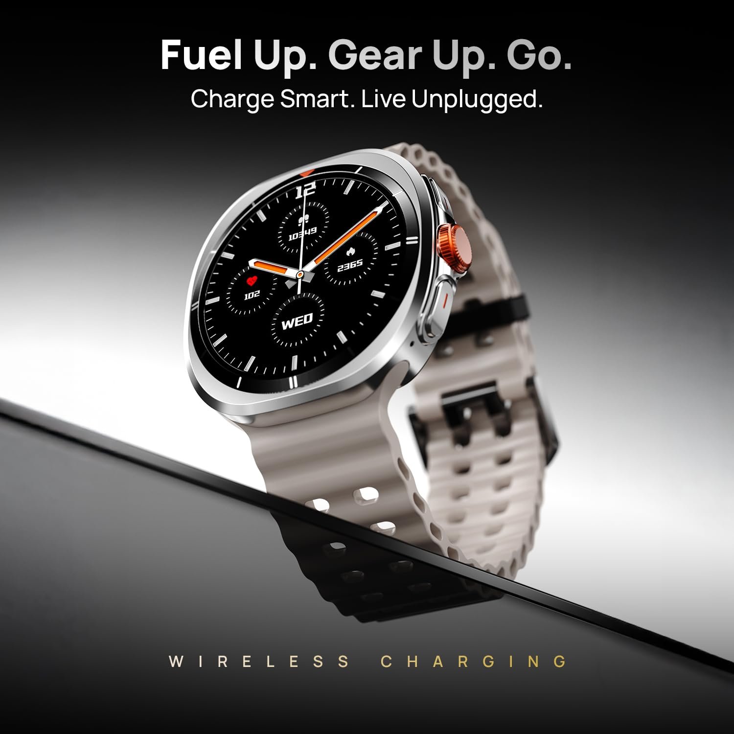 Fire-Boltt Axiom Round Smart Watch 1.43″ Super AMOLED Display with Always‑On Mode, Bluetooth Calling, Rotating Crown, SPO₂ & Heart Rate Monitor, IP67 Waterproof Silicone Smartwatch for Men - White - Image 3