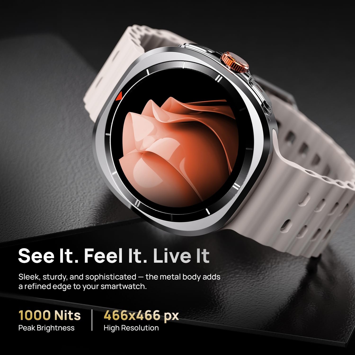 Fire-Boltt Axiom Round Smart Watch 1.43″ Super AMOLED Display with Always‑On Mode, Bluetooth Calling, Rotating Crown, SPO₂ & Heart Rate Monitor, IP67 Waterproof Silicone Smartwatch for Men - White - Image 11