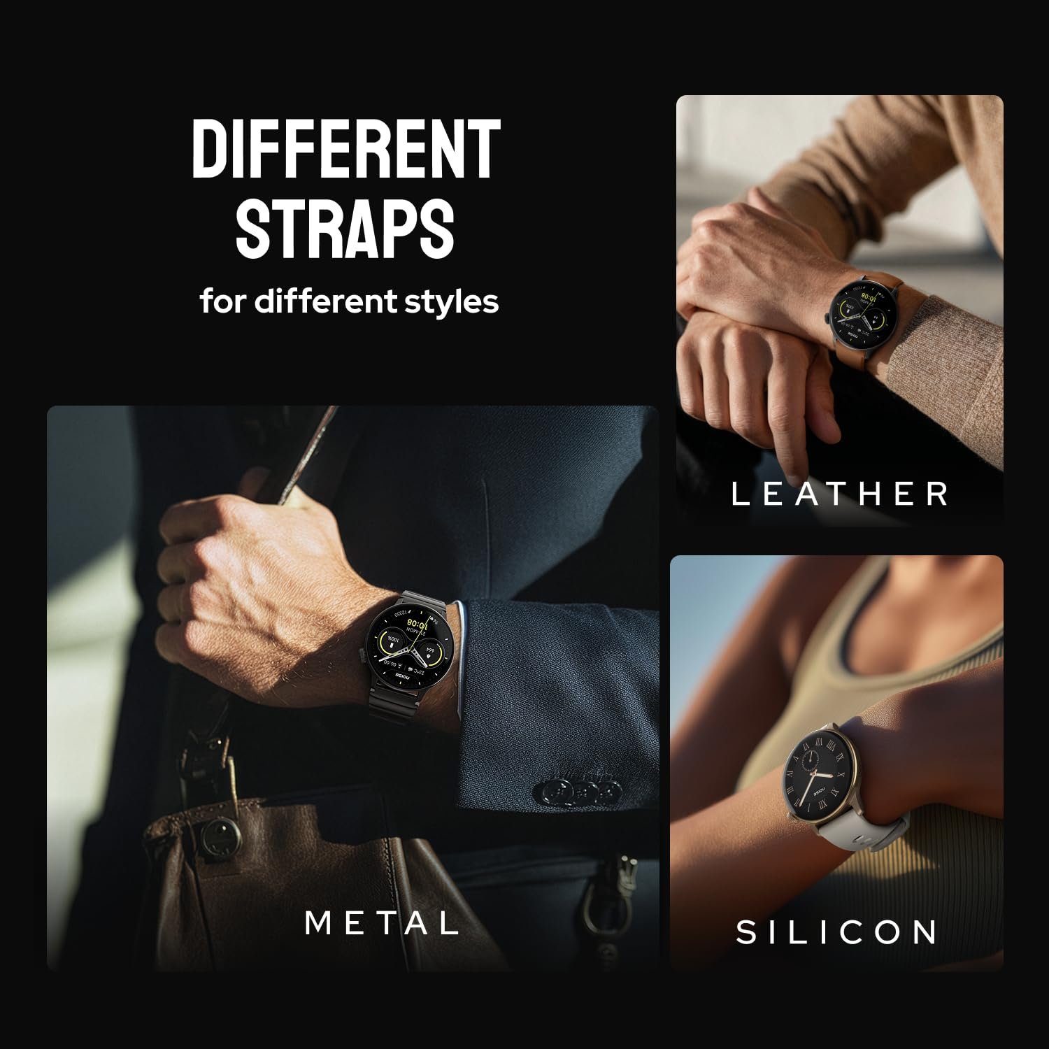 Noise Pro 6R 1.46" AMOLED Smart Watch, 1000 NITS, Powered by AI Pro, Built-in GPS, Strava Integration, Stainless Steel Dial, Video Watch Faces, 3ATM, Emergency SOS, TWS Connectivity (Jet Black) - Image 9