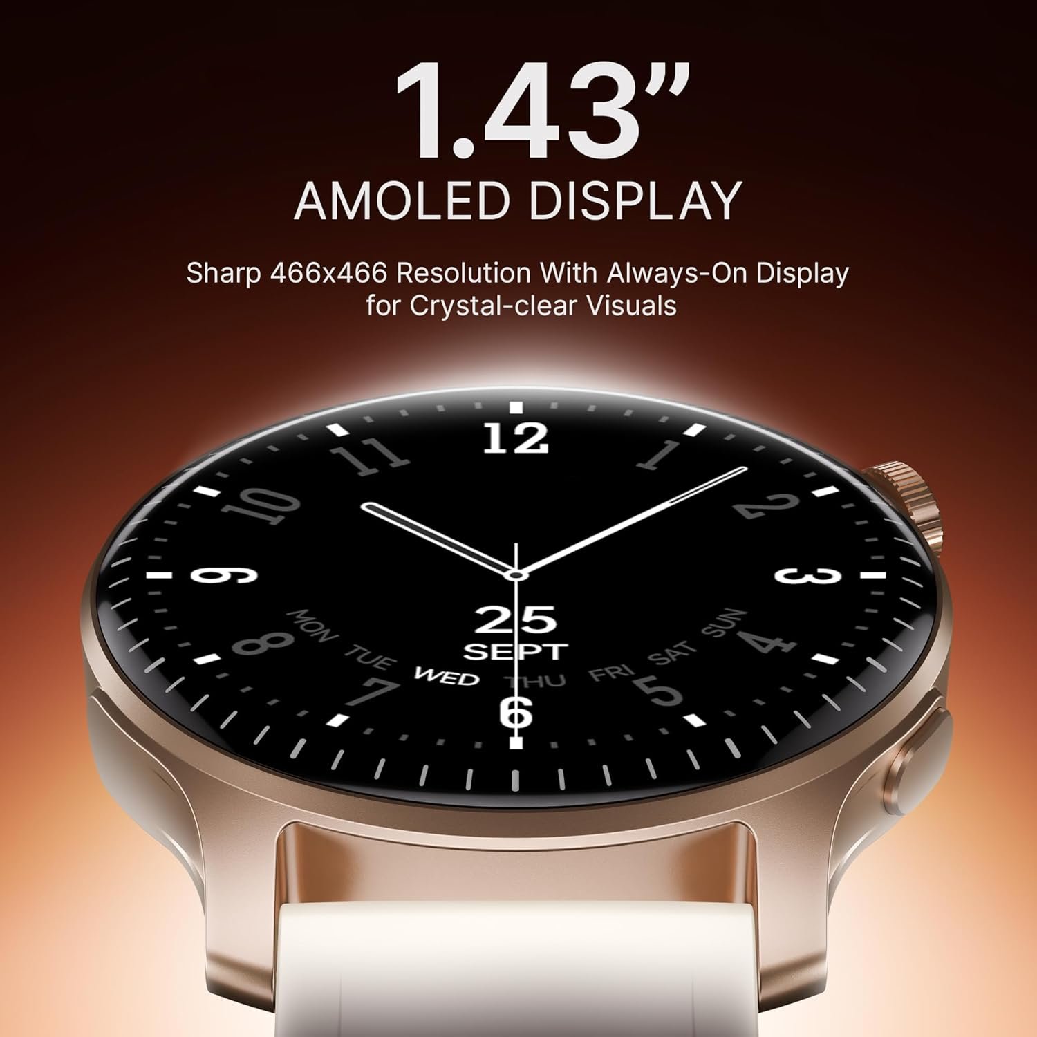 Boat Ultima Prime smartwatch with 1.43” AMOLED Display, AOD, Personalized Fitness Nudges, Functional Crown,100+ Sports Modes, Create Your Own Watchface, smartwatch for Man and Woman (Rose Gold) - Image 6