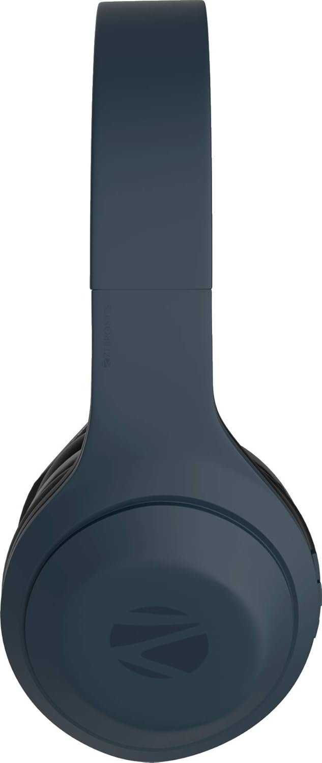 ZEBRONICS Zeb Duke 101 Wireless Headphone with Mic, Supporting Bluetooth 5.0, AUX Input Wired Mode, mSD Card Slot, Dual Pairing, On Ear & 12 hrs Play Back time,FM, Media/Call Controls (Blue) - Image 2
