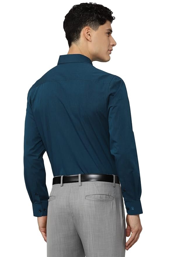 Peter England Men's Everday Regular Fit Solid Shirt | Cotton Rich | 5-Pin Pocketing - Image 2