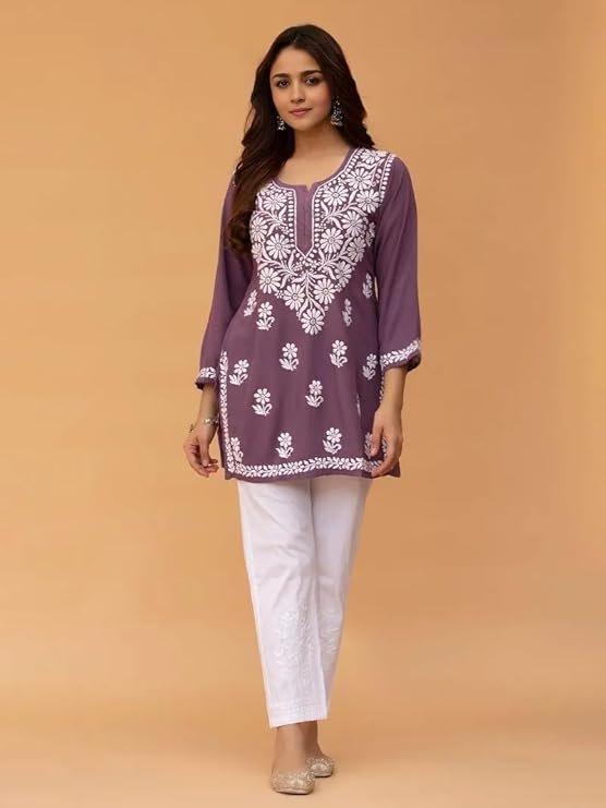 Sidhidata Women’s Rayon Kurti – Stylish 3/4 Sleeve Kurti with Embroidered Neck for Casual & Office Wear - Image 4