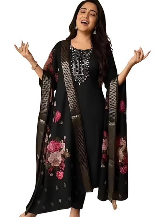 Women’s Magic Cotton Kurta Pant Set with Chanderi Digital Print Dupatta | 3 Piece Ethnic Set