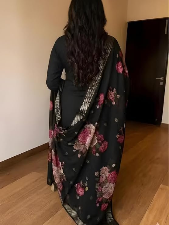 Women’s Magic Cotton Kurta Pant Set with Chanderi Digital Print Dupatta | 3 Piece Ethnic Set - Image 4