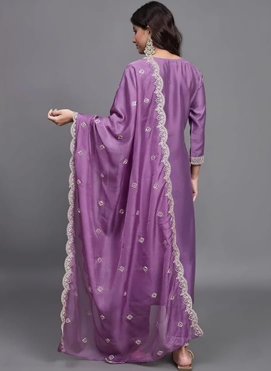 Teal Green Embroidered Kurta Pant Set with Dupatta for Women – 3 Piece Ethnic Wear - Image 5