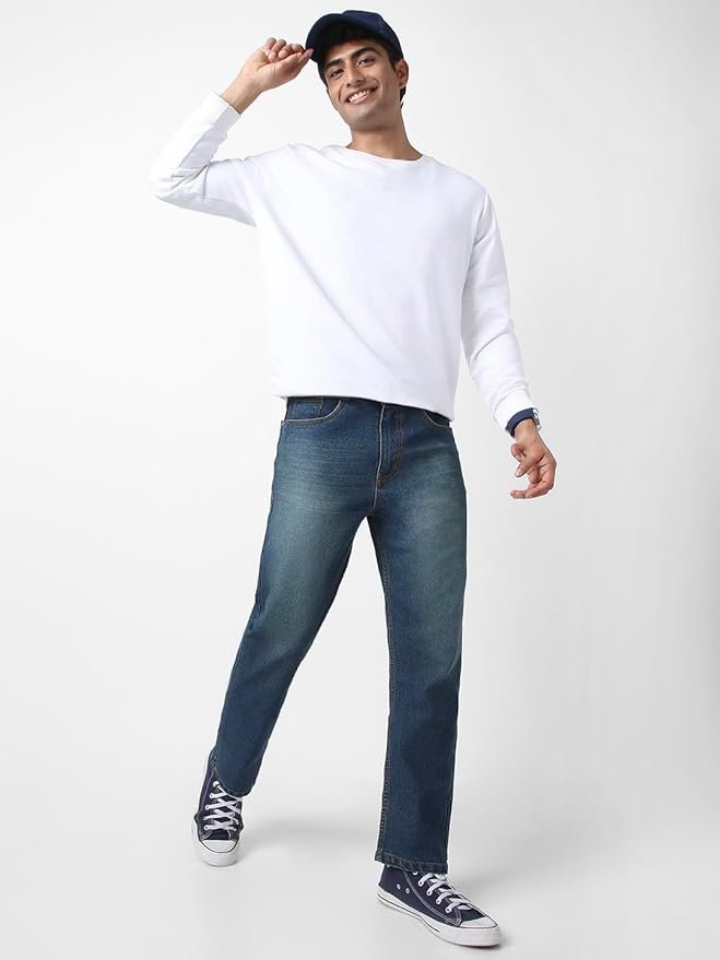 Urbano Fashion Men Mid Rise Straight Fit Washed Jeans Stretchable