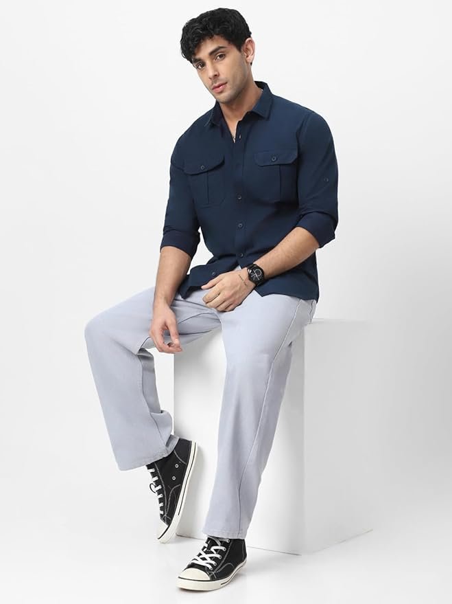 Urbano Fashion Men's Cotton Full Sleeve Regular Fit Casual Solid Shirt - Image 3