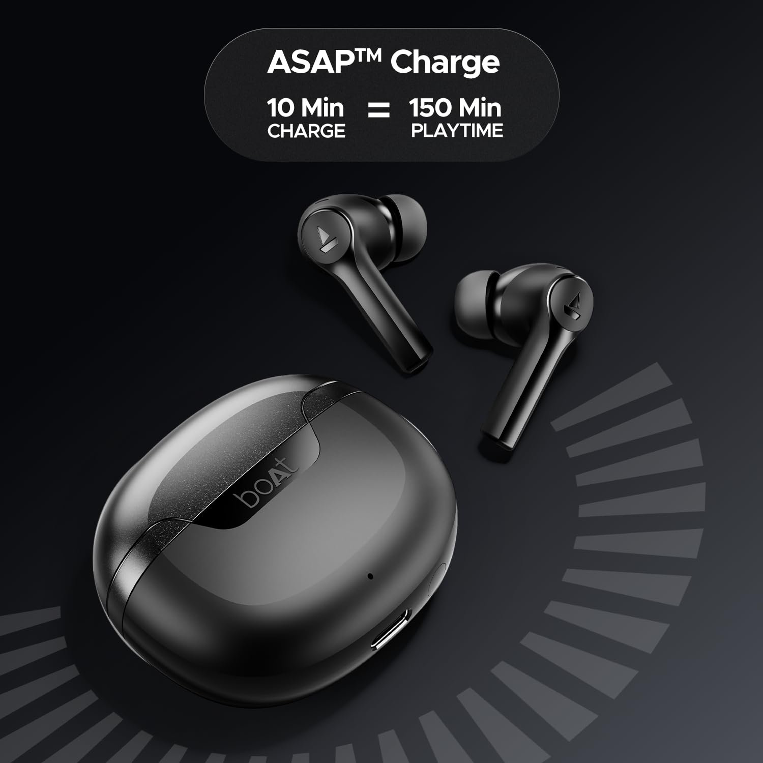 Boat Airdopes 300, Cinematic Spatial Audio, 50HRS Battery, 4Mic AI ENx, Fast Charge, App Support, Low Latency, IPX4, v5.3 Bluetooth Earbuds, TWS Ear Buds Wireless Earphones with mic (Gunmetal Black) - Image 2