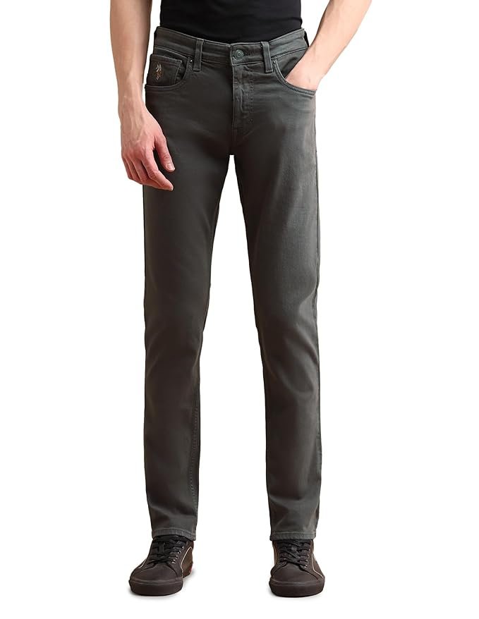 U.S. Polo Assn. Slim Fit Jeans for Men, Mid-Rise Waist, Stylish Mens Jeans for Office & Regular Wear