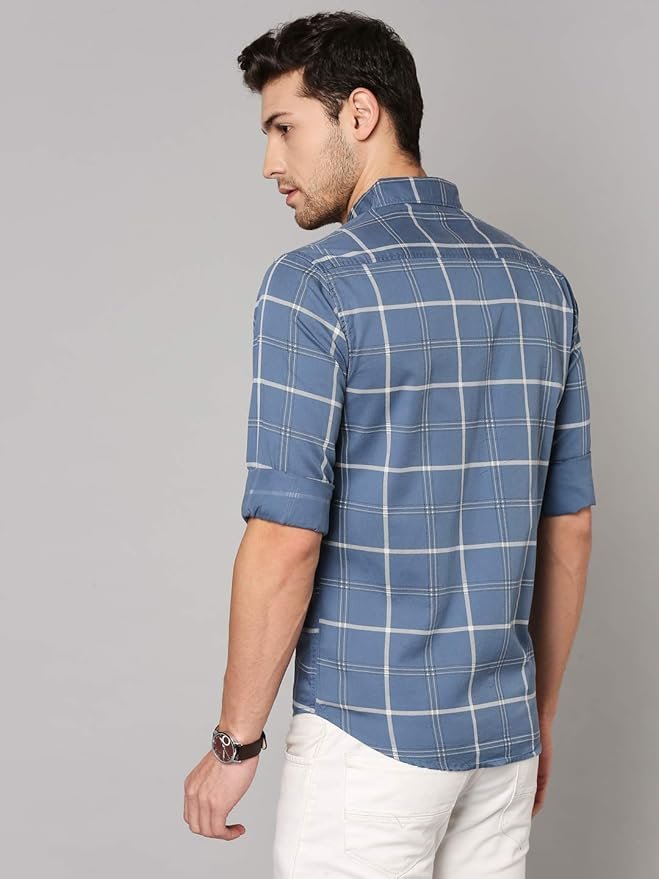 Dennis Lingo Men's Checkered Slim Fit Cotton Casual Shirt - Image 6