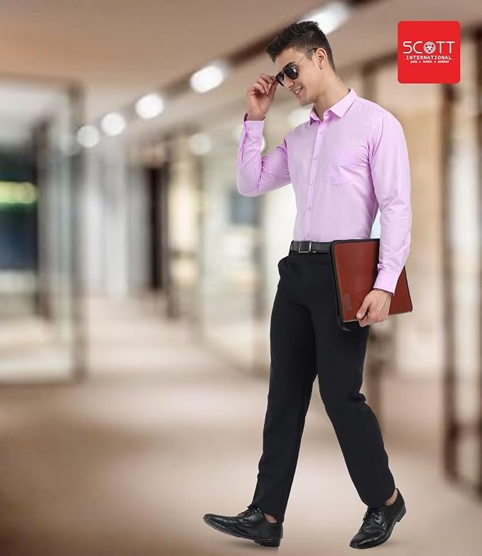 Scott International Shirt for Men | Solid Full Sleeves Wrinkle Free Mens Shirts | Cotton Formal Shirts for Men Regular Fit | Stylish Mens Shirt | Plain Shirt for Man - Image 5