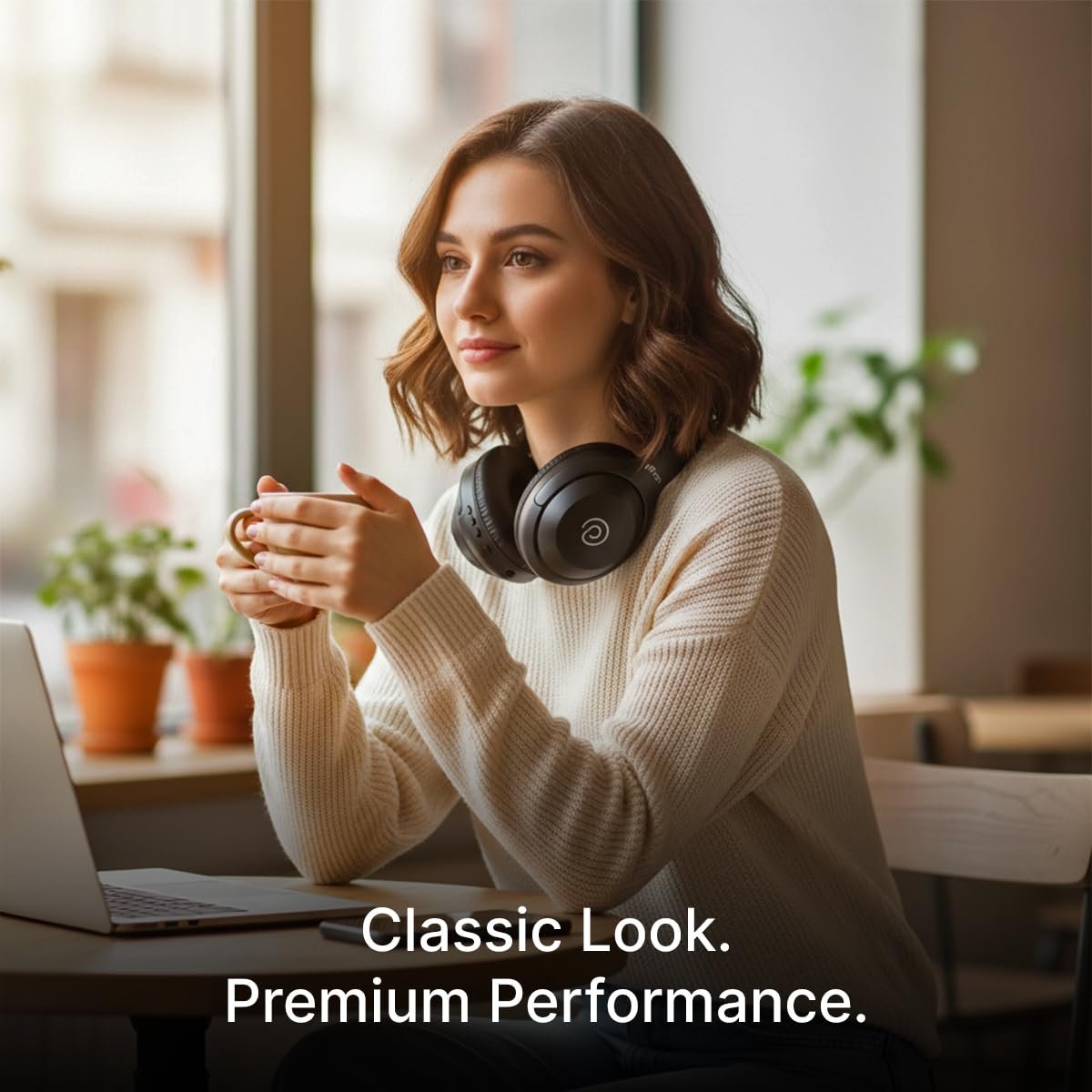 pTron Studio Classic w/ 75Hrs Playtime, Wireless Over Ear Headphones w/HD Mic & TruTalk AI-ENC Calls, Low-Latency Game & Music, Deep Bass, BT5.4, Dual Device Pairing, & Type-C Charging (Black) - Image 8