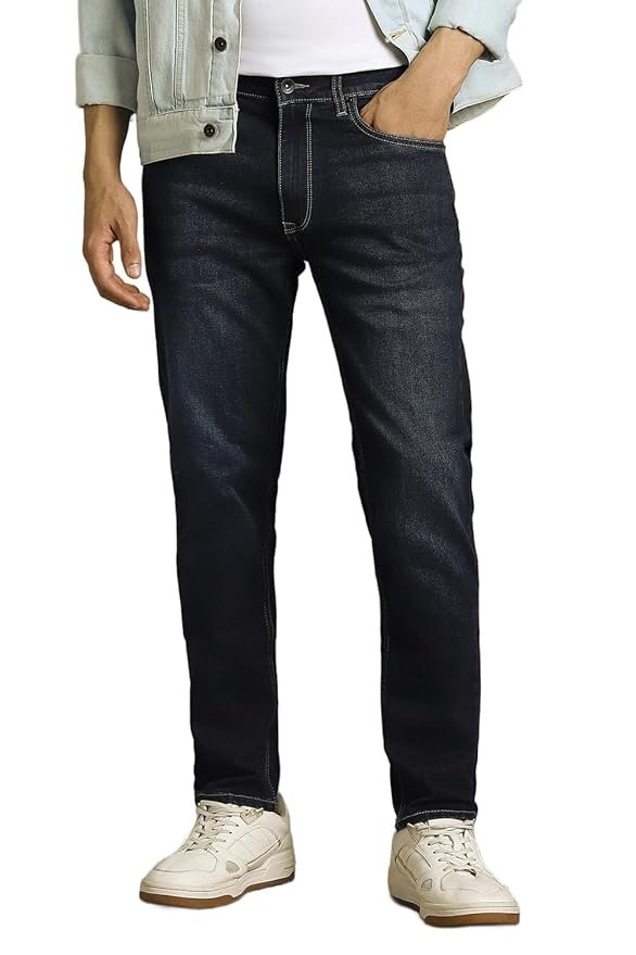 Louis Philippe Men's Smart Fit Stretch Fabric for Comfort Premium Wash Aesthetic Authentic Twill and Durable Jeans