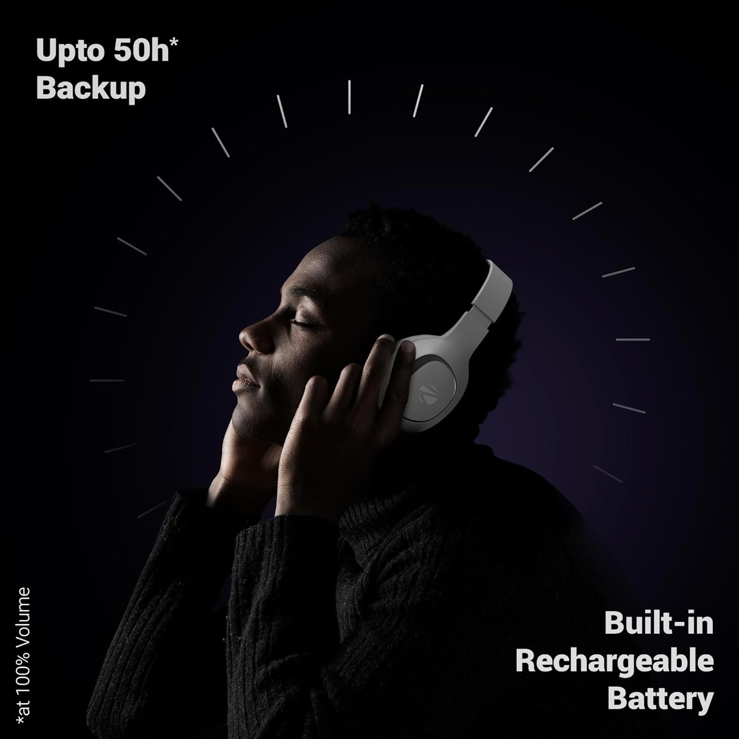 ZEBRONICS Thunder NEO, Wireless Over Ear Headphone, Upto 60 Hours Backup, Gaming Mode, Dual Pairing, Rapid Charge, BT v5.4, AUX, 3 EQ Modes, ENC for Callling, Voice Assistant, Deep Bass (Silver) - Image 2