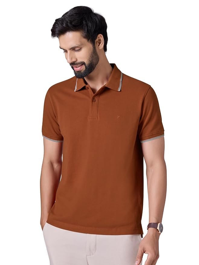 XYXX Accent Men's Solid Cotton Polo T Shirt | Collar Tshirts | Half Sleeves | Solid-Slim Fit