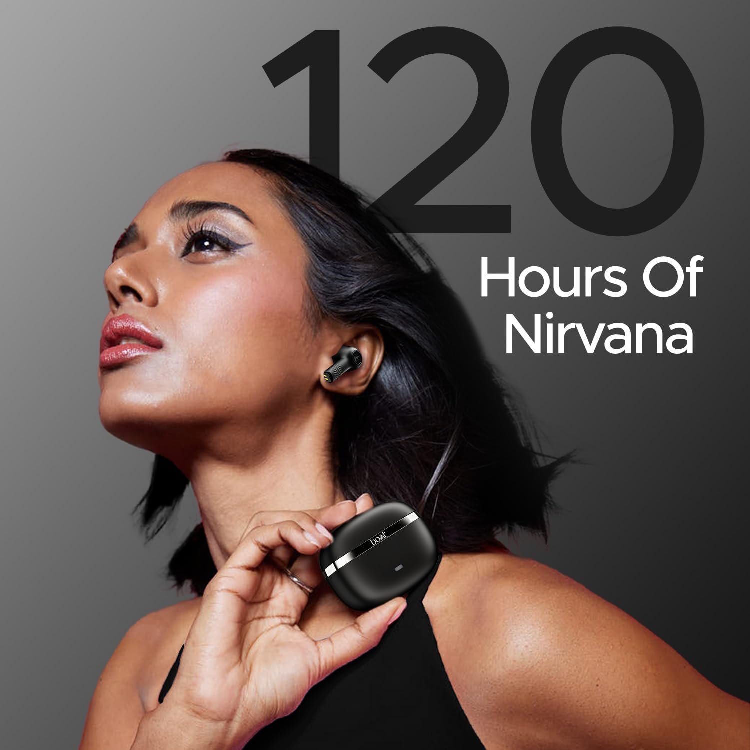 Boat Nirvana Ion, 120HRS Battery, Crystal Bionic Sound w/Dual EQ Modes, 4Mics ENx, App Support, Low Latency, IPX4, v.5.2 Bluetooth Earbuds, TWS Ear Buds Wireless Earphones with mic (Charcoal Black) - Image 2