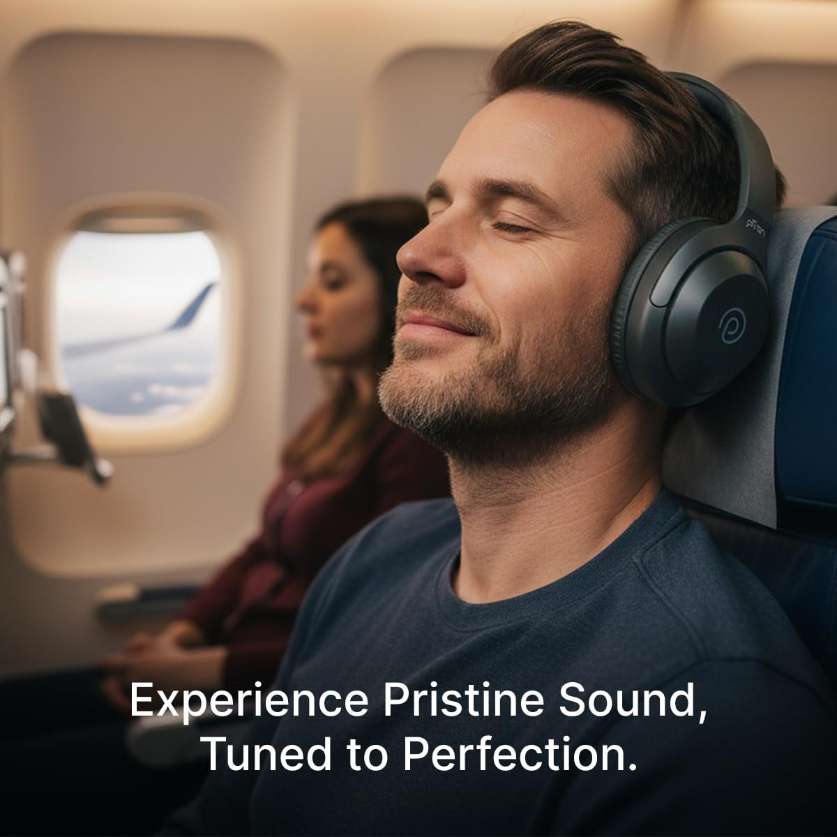 pTron Studio Classic w/ 75Hrs Playtime, Wireless Over Ear Headphones w/HD Mic & TruTalk AI-ENC Calls, Low-Latency Game & Music, Deep Bass, BT5.4, Dual Device Pairing, & Type-C Charging (Black) - Image 3