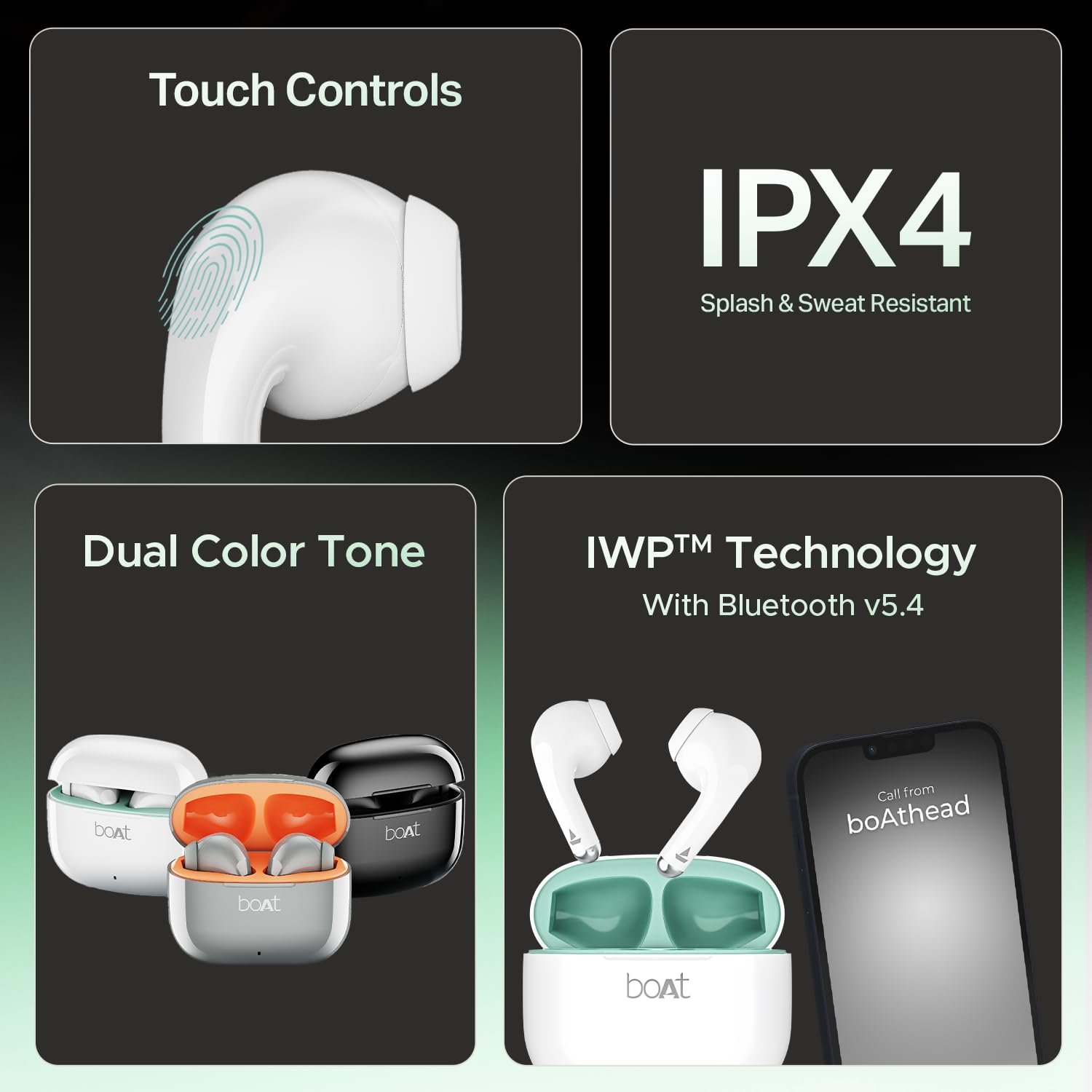 boAt Airdopes 101v2, 35H Battery, ENx Tech, 13mm Drivers, ASAP Charge, Flex-Fit Ear Tips,Stream Ad Free Music via App Support, Bluetooth Earbuds, TWS Ear Buds Wireless Earphones with mic (Smoke White) - Image 3