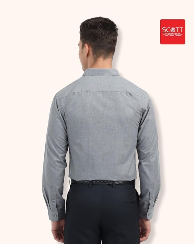 Scott International Shirt for Men | Solid Full Sleeves Wrinkle Free Mens Shirts | Cotton Formal Shirts for Men Regular Fit | Stylish Mens Shirt | Plain Shirt for Man - Image 3