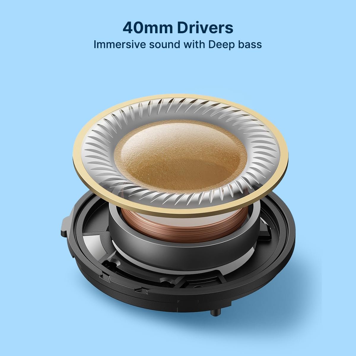 pTron Studio Evo 70hrs Playtime Wireless Over Ear Headphones with HD Mic, Low-Latency Game/Movie/Music Modes, Punchy Bass, BT5.3, Dual Device Pairing, Voice Assistant & Type-C Fast Charging (Blue) - Image 5