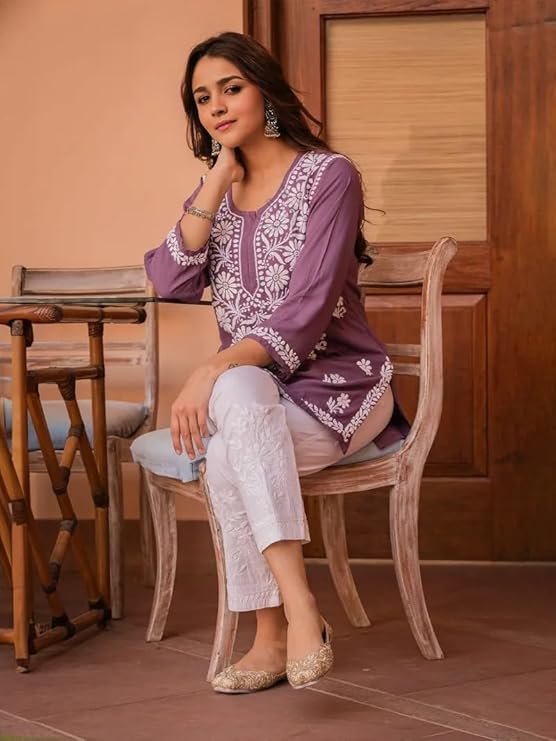 Sidhidata Women’s Rayon Kurti – Stylish 3/4 Sleeve Kurti with Embroidered Neck for Casual & Office Wear - Image 5
