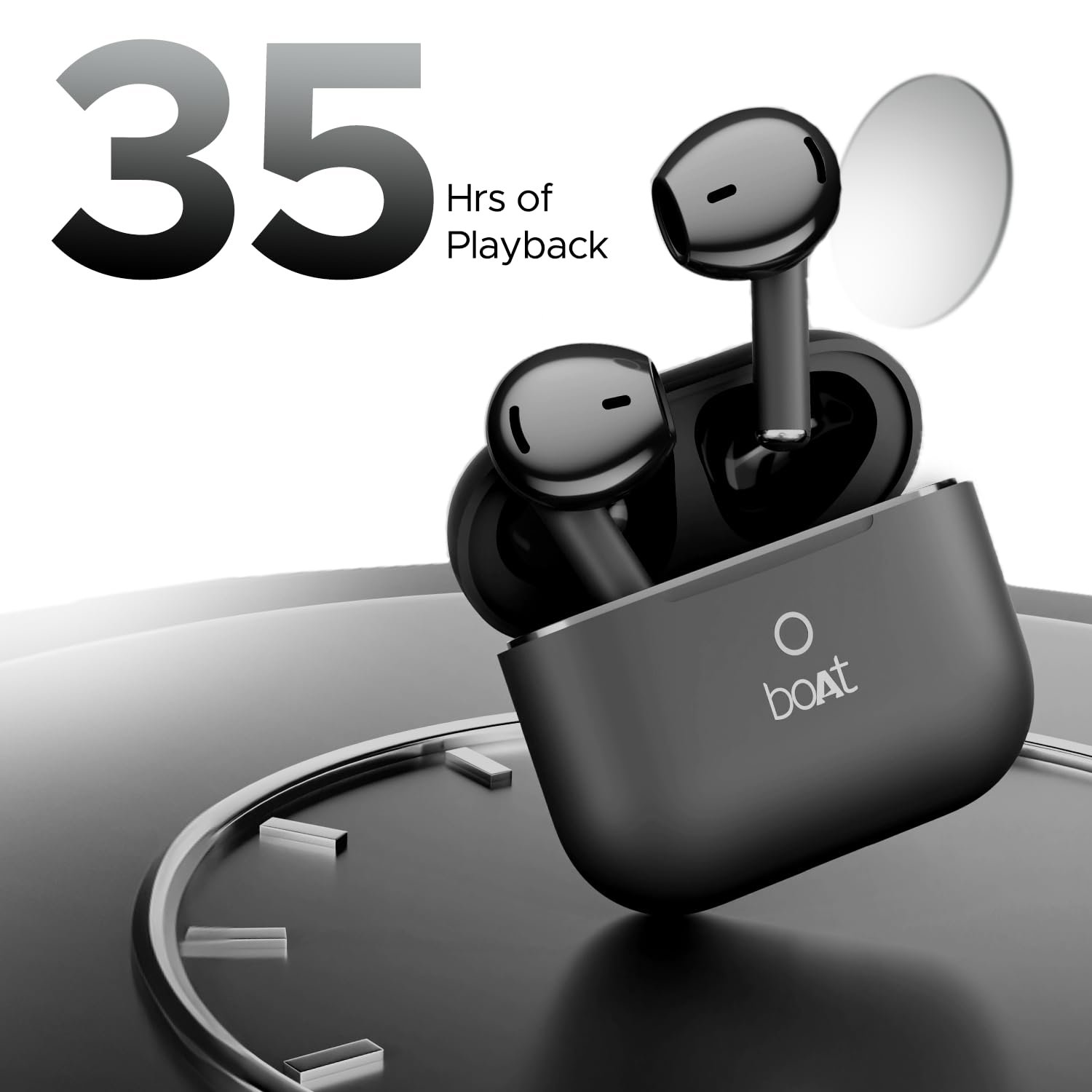 Boat Airdopes Joy, 35Hrs Battery, Fast Charge, IWP Tech, Low Latency, 2Mic ENx, Type-C Port, v5.3 Bluetooth Earbuds, TWS Ear Buds Wireless Earphones with mic(Jet Black) - Image 4