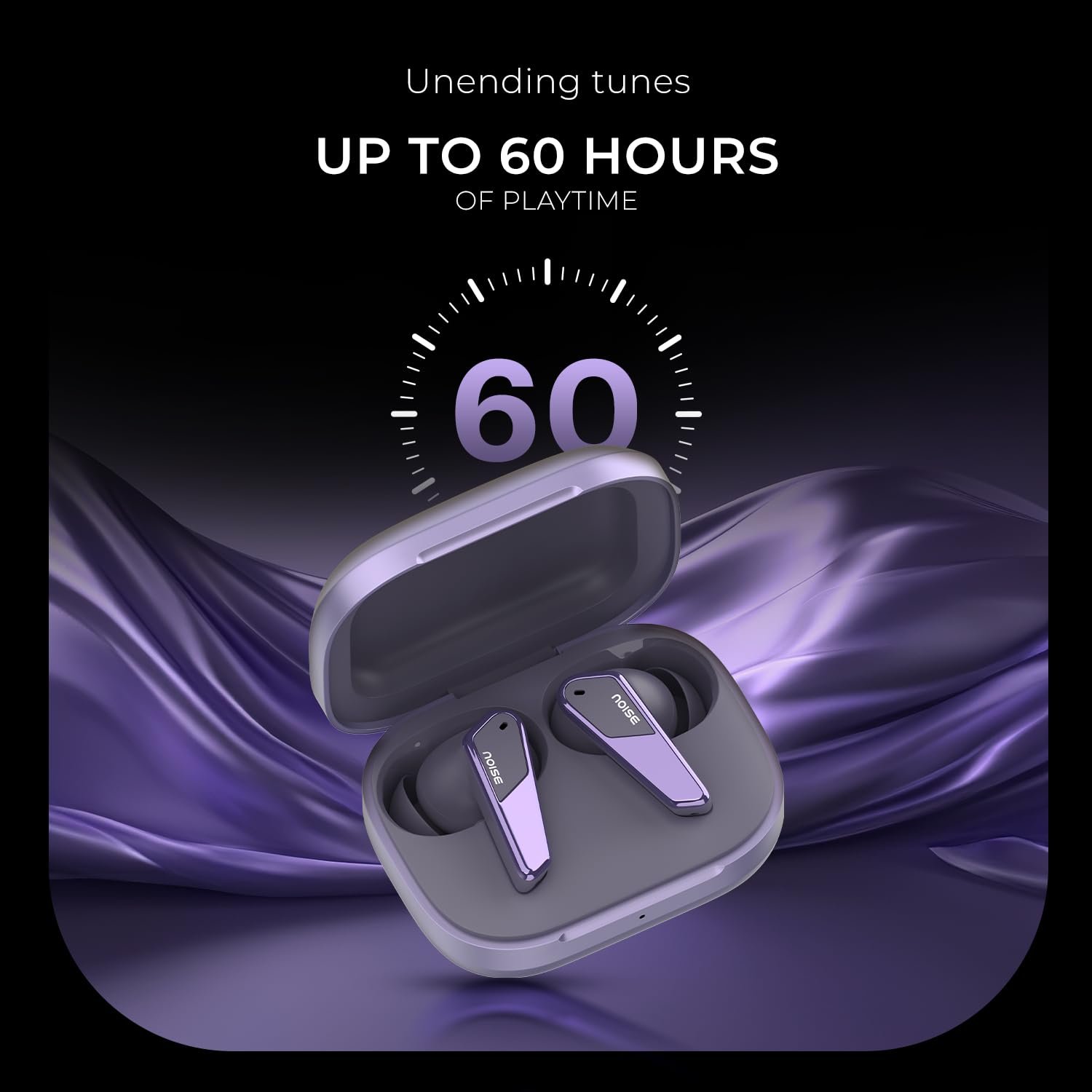 Noise Buds N1 Pro Truly Wireless Earbuds with Metallic Finish, ANC(Upto 30Db), 60H of Playtime, Dual Pairing, Instacharge(10 Min=200 Min), BT V5.3(Chrome Purple) - Image 3