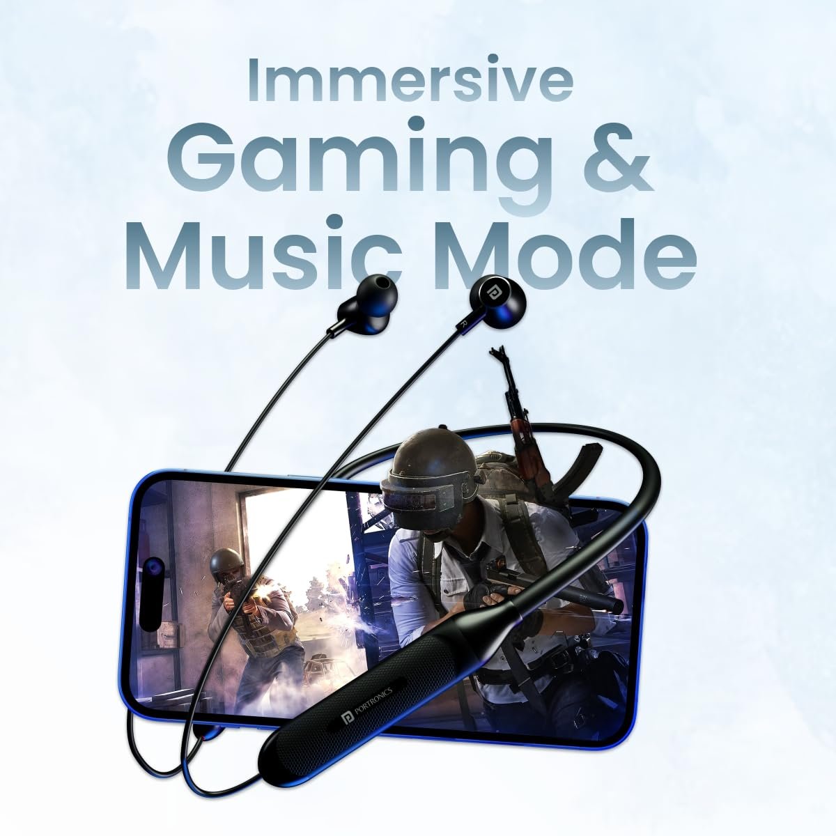 Portronics Harmonics Z7 Bluetooth Wireless in Ear Earphones with Upto 40 Hours Playback, 10mm Dynamic Driver, Gaming Mode, High Bass, IPX4 Water and Sweat Resistant, Type C Fast Charging(Black) - Image 4