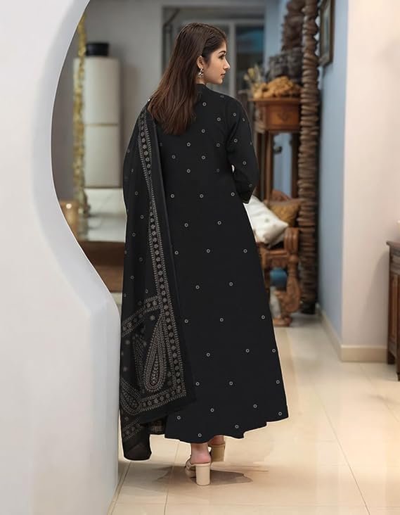 ANNI Designer Women Rayon Viscose Embroidered Anarkali Kurta Pant Dupatta Set - Image 5