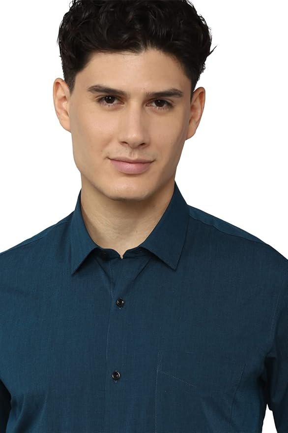 Peter England Men's Everday Regular Fit Solid Shirt | Cotton Rich | 5-Pin Pocketing - Image 5