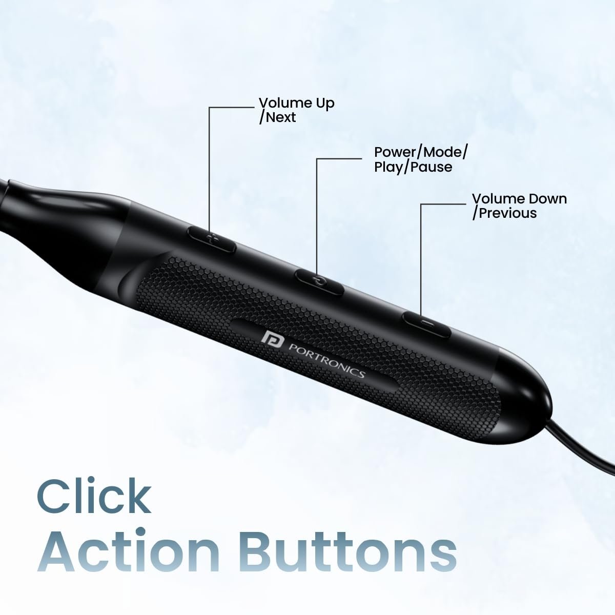 Portronics Harmonics Z7 Bluetooth Wireless in Ear Earphones with Upto 40 Hours Playback, 10mm Dynamic Driver, Gaming Mode, High Bass, IPX4 Water and Sweat Resistant, Type C Fast Charging(Black) - Image 6