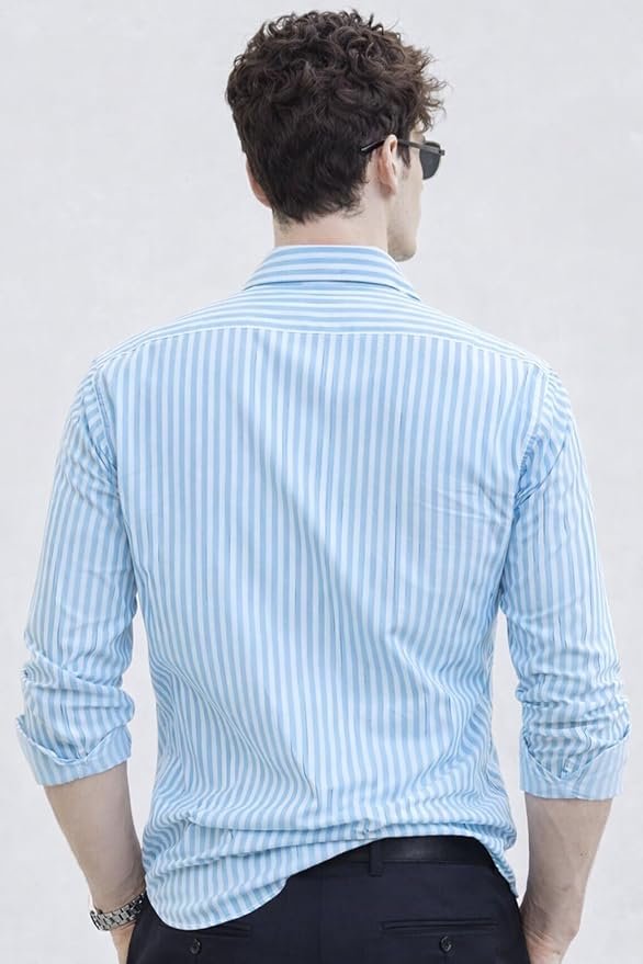 U TURN Men's Casual Printed Striped Stylish Latest Formal Shirt for Men Plus Size Shirt for Men - Image 2