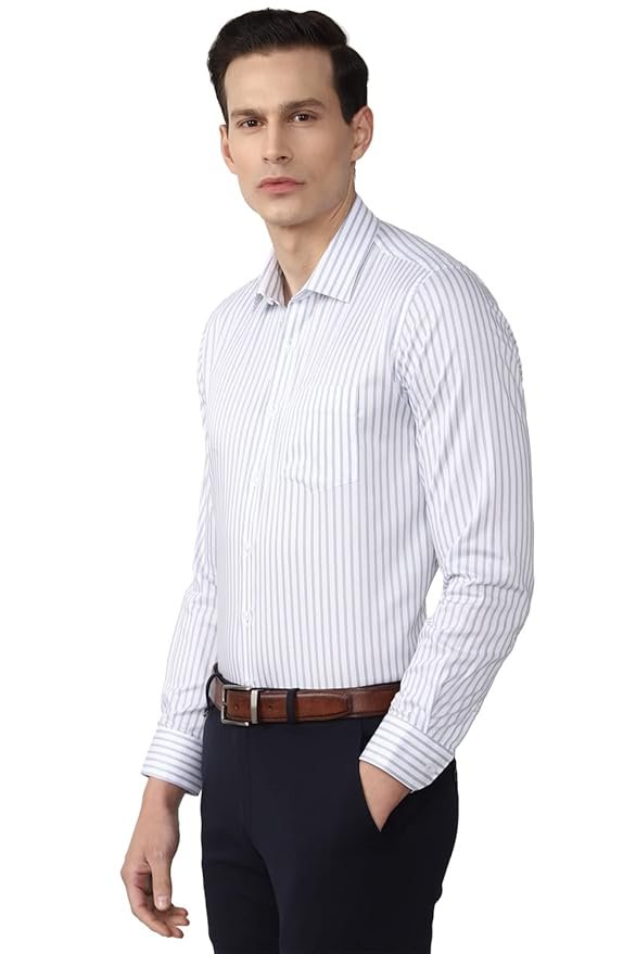 Van Heusen Formal Striped Shirt for Men| Premium Cotton| Full Sleeves| Slim Fit |Breathable Fabric - Image 4