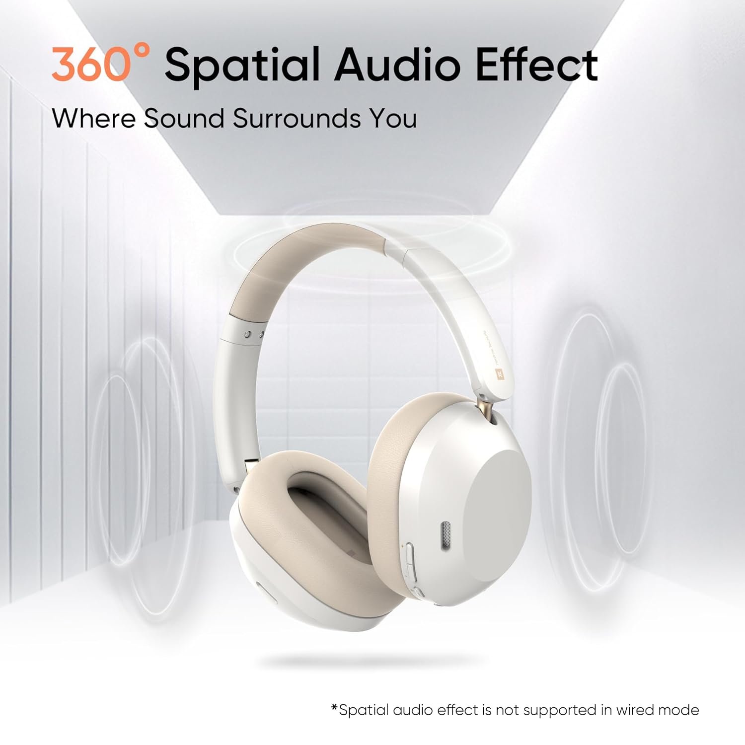 realme TechLife Studio H1 Over The Ear Over Ear Wireless Headphone with 70Hours Playtime 360° Spatial Audio, 40mm Drivers, 80ms Superlow Latency, 43 dB Adaptive ANC-White - Image 11