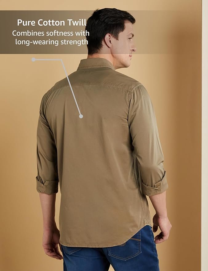 Symbol Premium Men's Washed Cotton Twill Casual Shirt - Regular Fit | Pure Cotton (Available in Plus Sizes) - Image 5