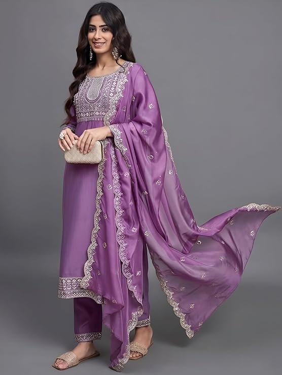 Teal Green Embroidered Kurta Pant Set with Dupatta for Women – 3 Piece Ethnic Wear - Image 2