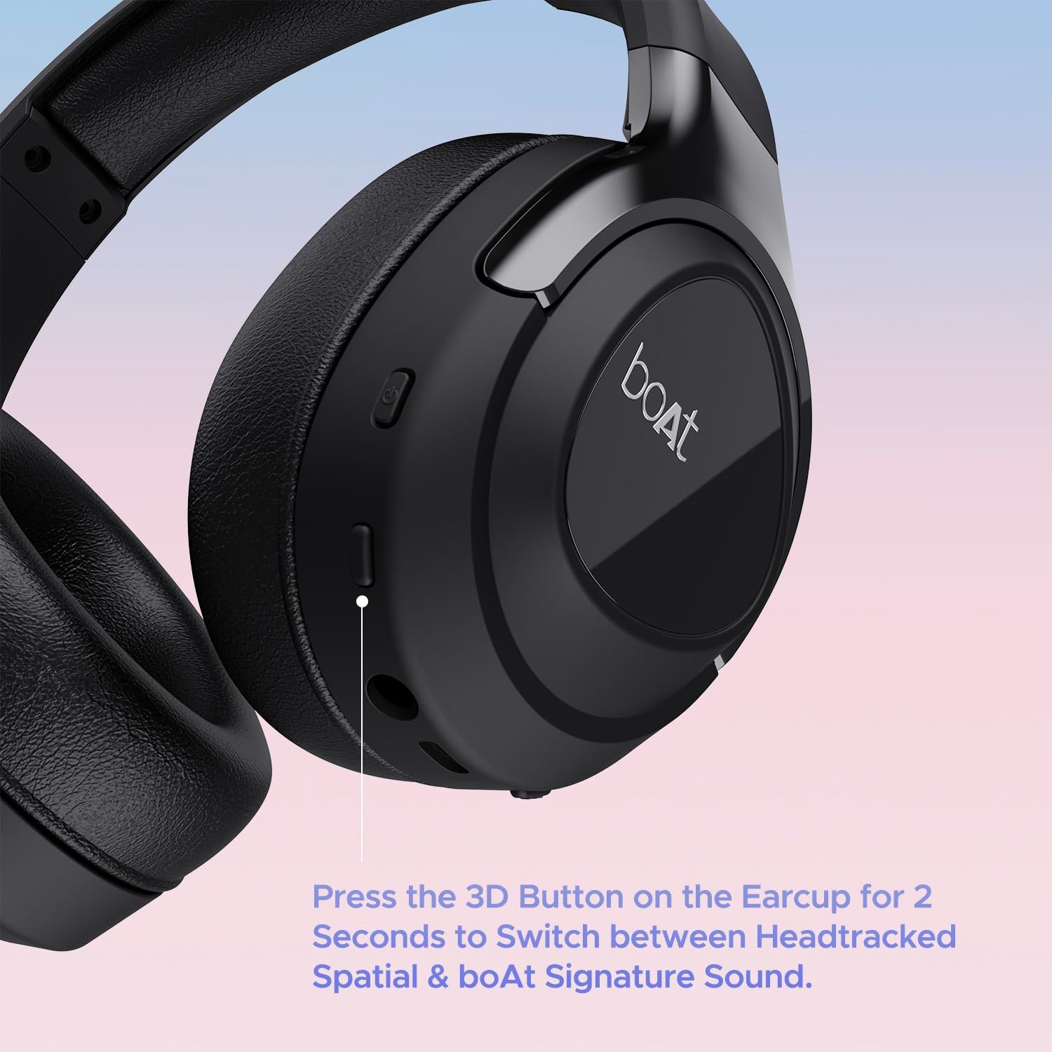 Boat Nirvana Eutopia Bluetooth Over Ear Headphones with Head Tracking Function, Spatial Audio,20 HRS Playtime, Enx™ Tech, ASAP™ Charge, Hearables App(Android & iOS Compatible)(Primia Black) - Image 2