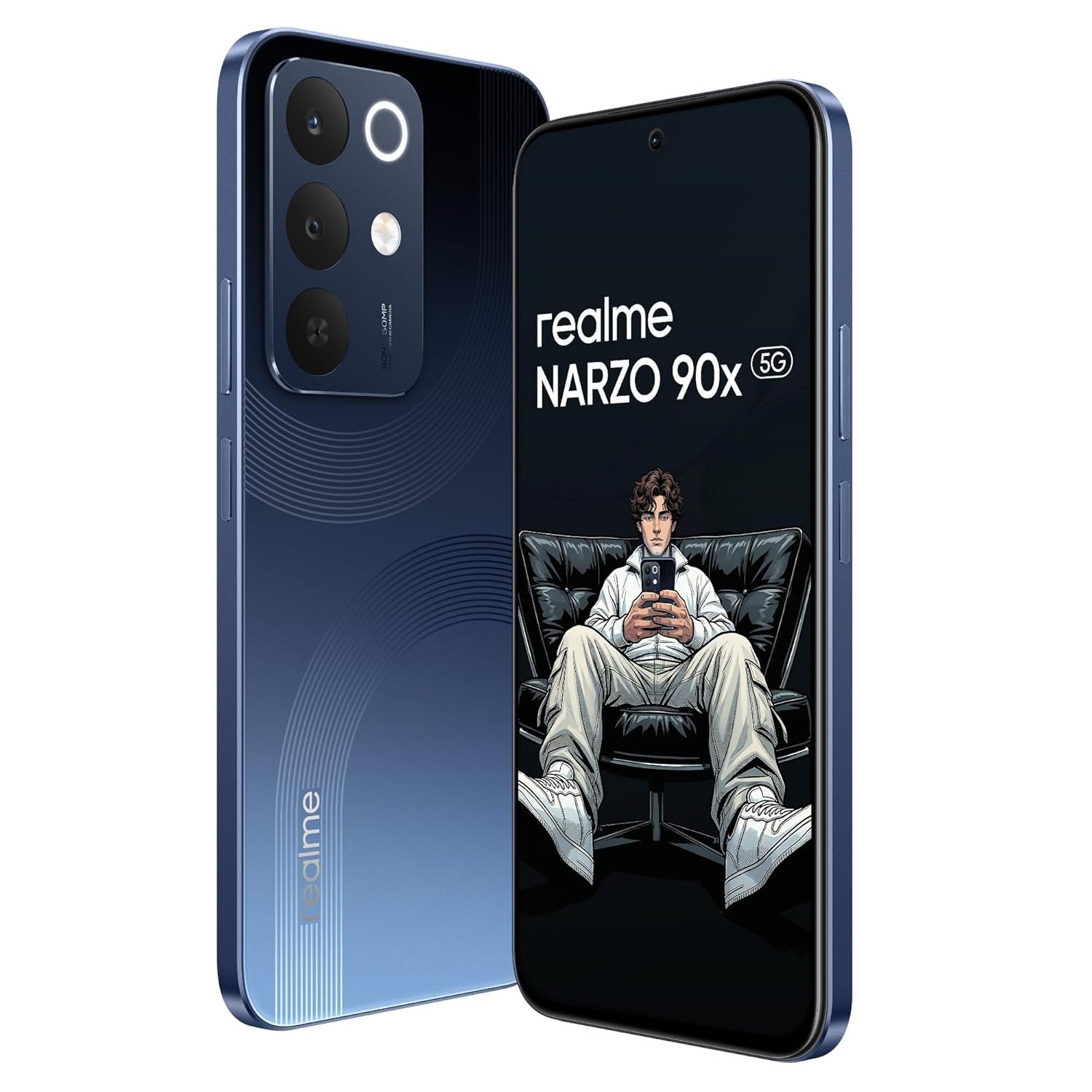 realme NARZO 90x 5G (Marine Blue,8GB+128GB) | 7000mAh + 60W Biggest Battery & Fastest Charging in The Segment* | 144Hz Bright Display | Sony 50MP AI Rear Camera | AI Assist | 400% Ultra Boom Speaker - Image 3