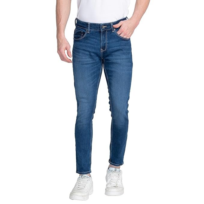 Spykar Men's Kano Slim Fit Mid-Rise Jeans (Ankle Length)