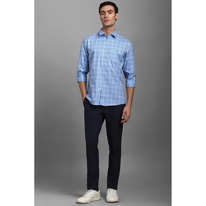 Louis Philippe Men's Slim Fit Premium Cotton Easy Care, Soft Handfeel Full Sleeve Checks Casual Shirt - Image 3