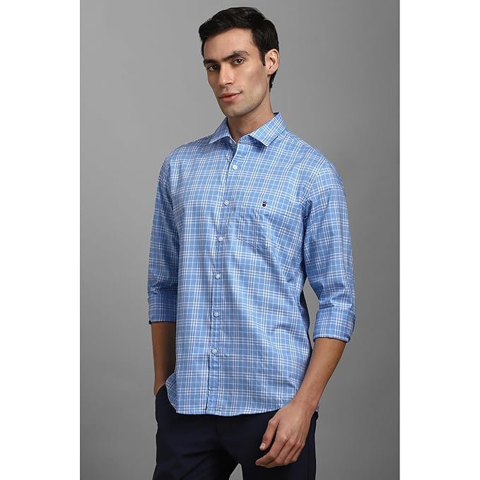 Louis Philippe Men's Slim Fit Premium Cotton Easy Care, Soft Handfeel Full Sleeve Checks Casual Shirt - Image 4