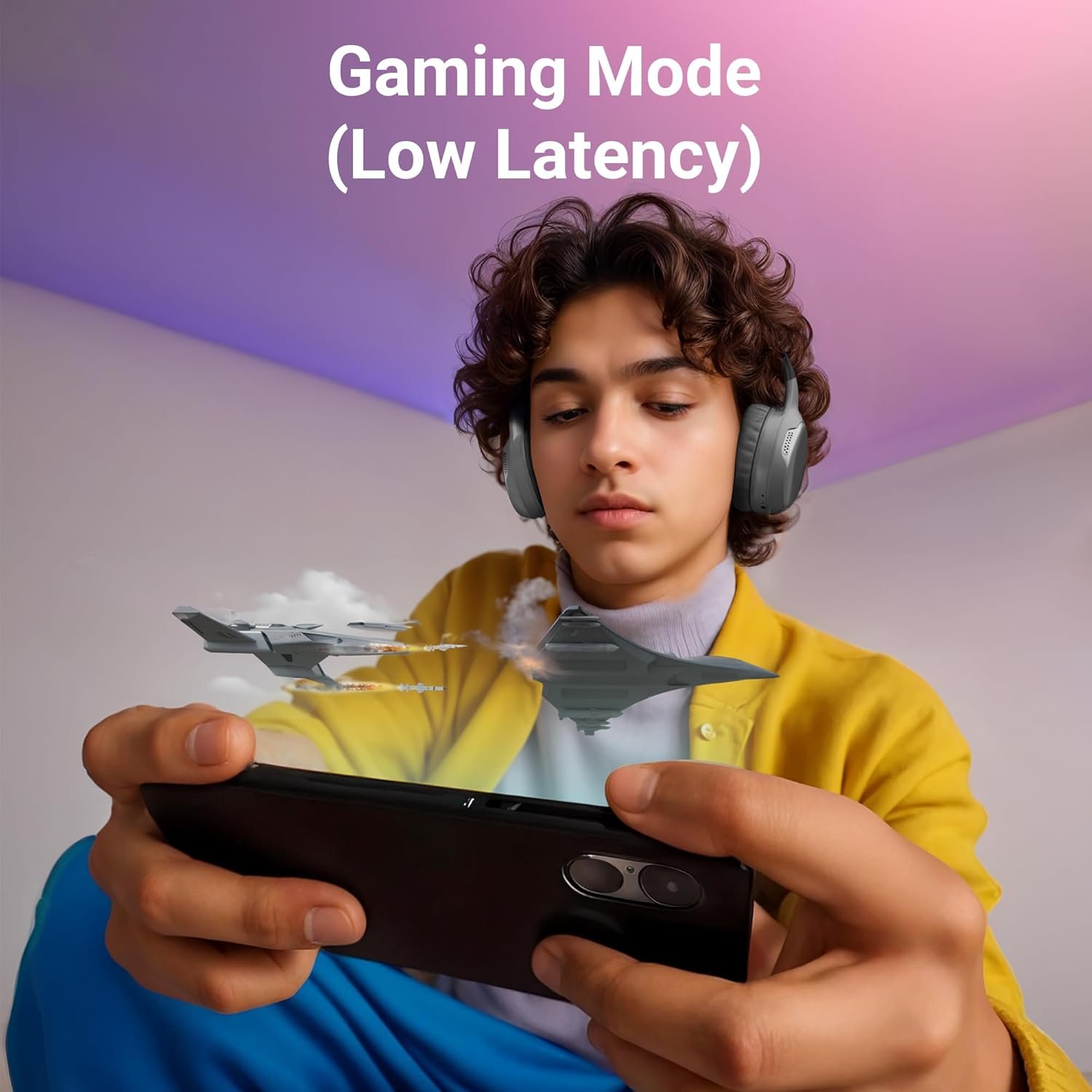 ZEBRONICS Thunder Max Bluetooth Over Ear Headphone with 120*Hrs Playback, 3 EQ Modes, 40mm Bass Driver, Fast Charging, Gaming Mode, Dual Pairing, BT v5.4, AUX, Metallic Finish (Grey) - Image 5