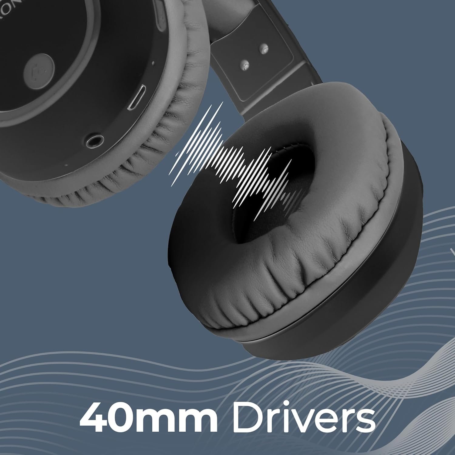 Zebronics Wireless Headphones, Upto 60Hrs Playback, 40mm Drivers, BT v6.0, AUX, Micro SD, Media/Volume Control, Type-C Charging, Dual Pairing, Gaming Mode, Adjustable Headband (Thunder, Black) - Image 2