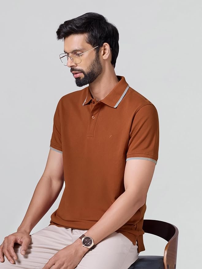 XYXX Accent Men's Solid Cotton Polo T Shirt | Collar Tshirts | Half Sleeves | Solid-Slim Fit - Image 6