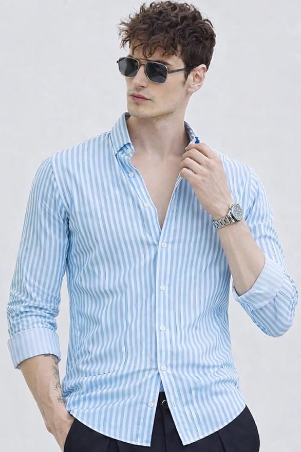 U TURN Men's Casual Printed Striped Stylish Latest Formal Shirt for Men Plus Size Shirt for Men - Image 3