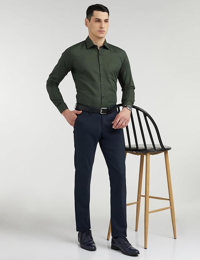 Van Heusen Formal Micro Checkered Shirt for Men| Premium Cotton| Full Sleeves| Slim Fit |Breathable Fabric - Image 2