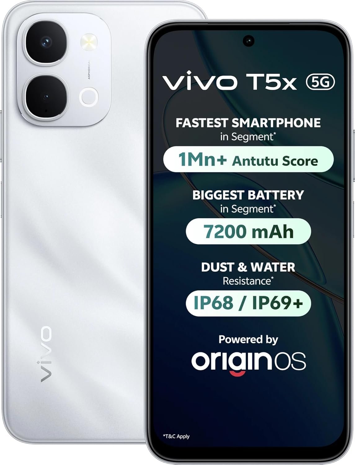 vivo T5x 5G (Star Silver, 8GB RAM, 256GB Storage) | 50MP AI Dual Camera | 32MP Selfie | 6.76" FHD+ Display | 7200mAh Battery | Dimensity 7400-Turbo Processor | Fast Charging | Dual SIM Smartphone - Image 3