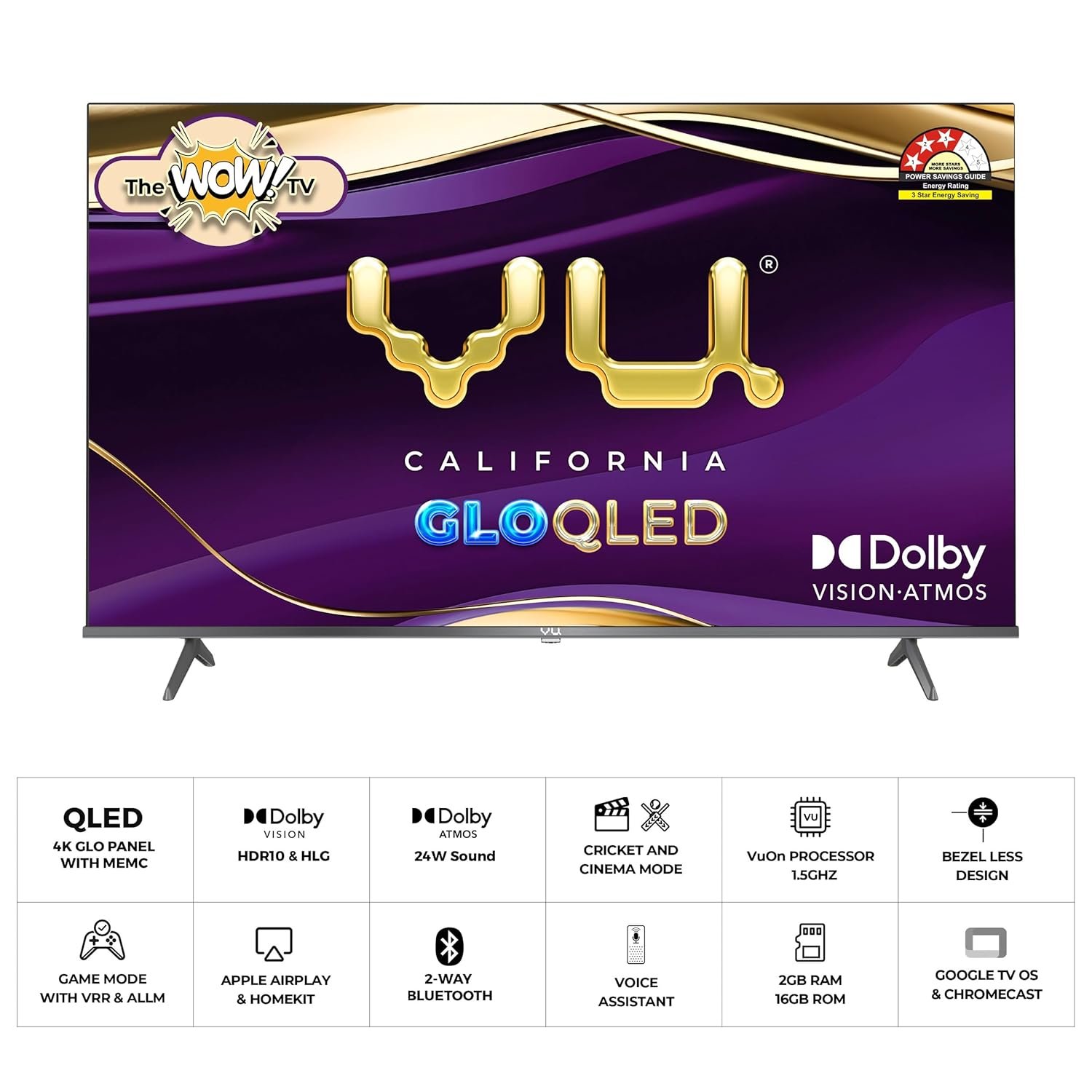 Vu 164cm (65 inches) GloQLED Series 4K QLED Smart Google TV 65GLOQLED25 - Image 5