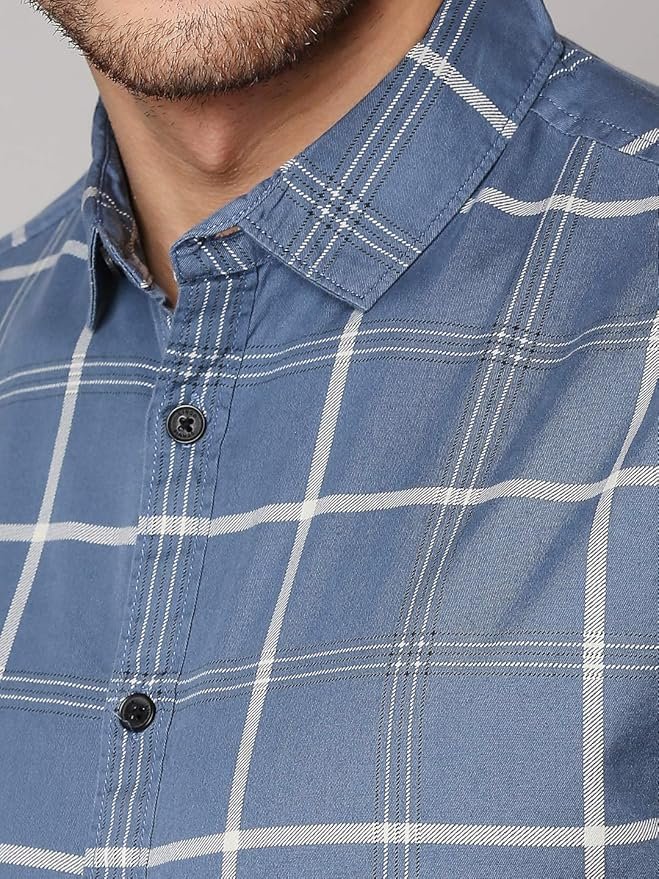 Dennis Lingo Men's Checkered Slim Fit Cotton Casual Shirt - Image 3